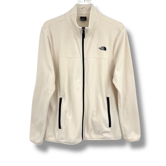 The North Face jacket women's XL full zip soft fleece pockets ivory - Picture 1 of 9